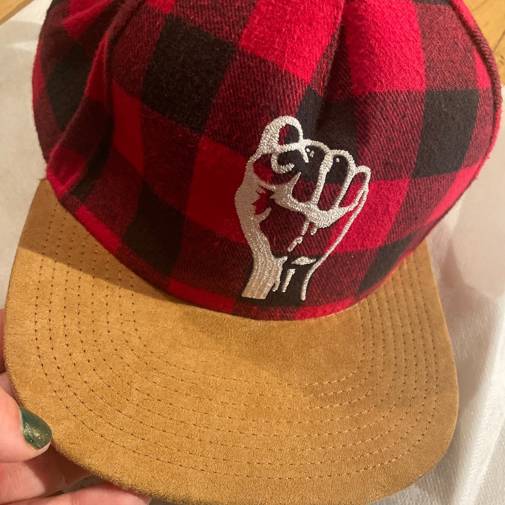 Raised Fist Propaganda Child Buffalo Plaid Hat